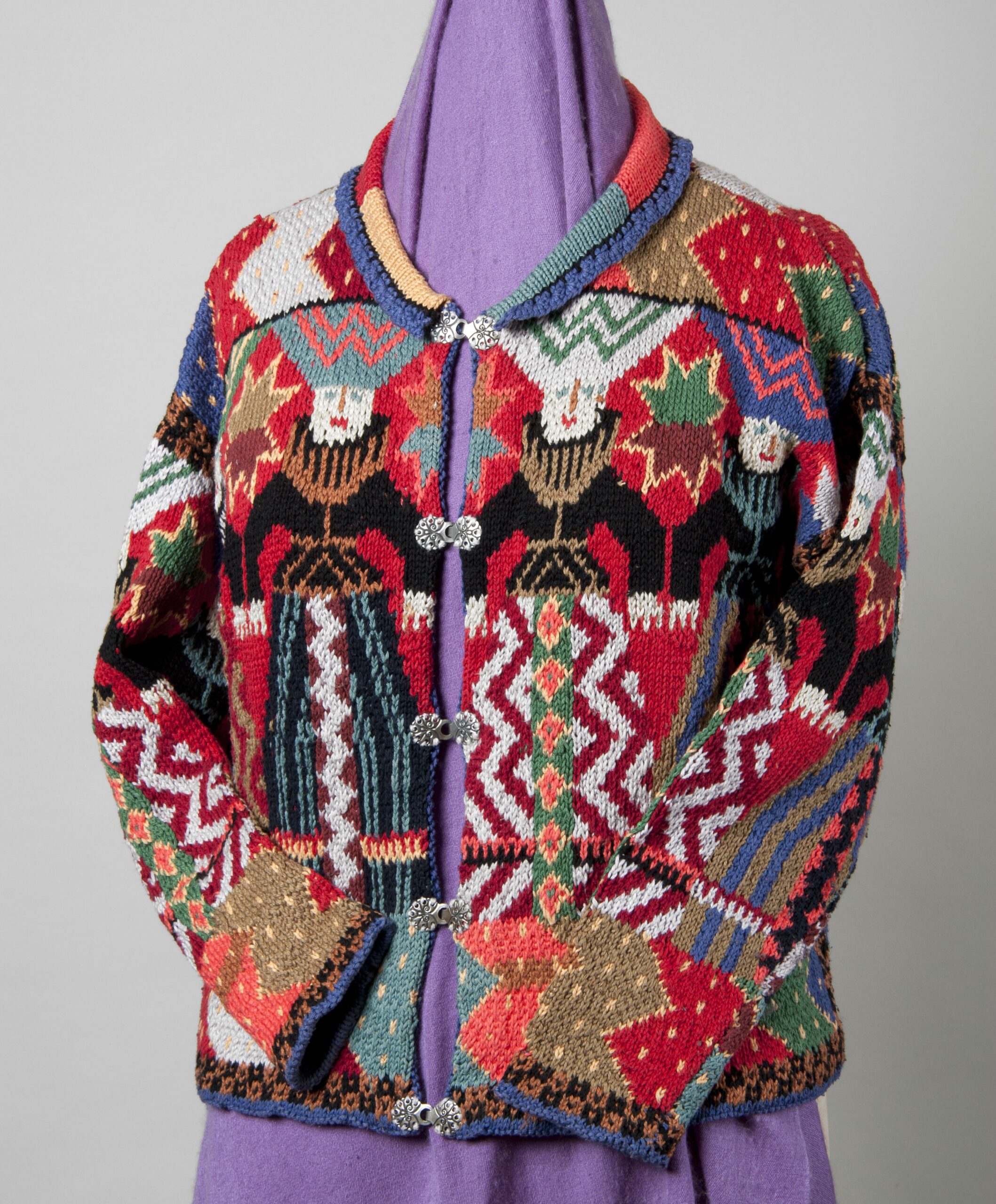 Kaffe Fassett highly coloured knit Foolish Virgins jacket