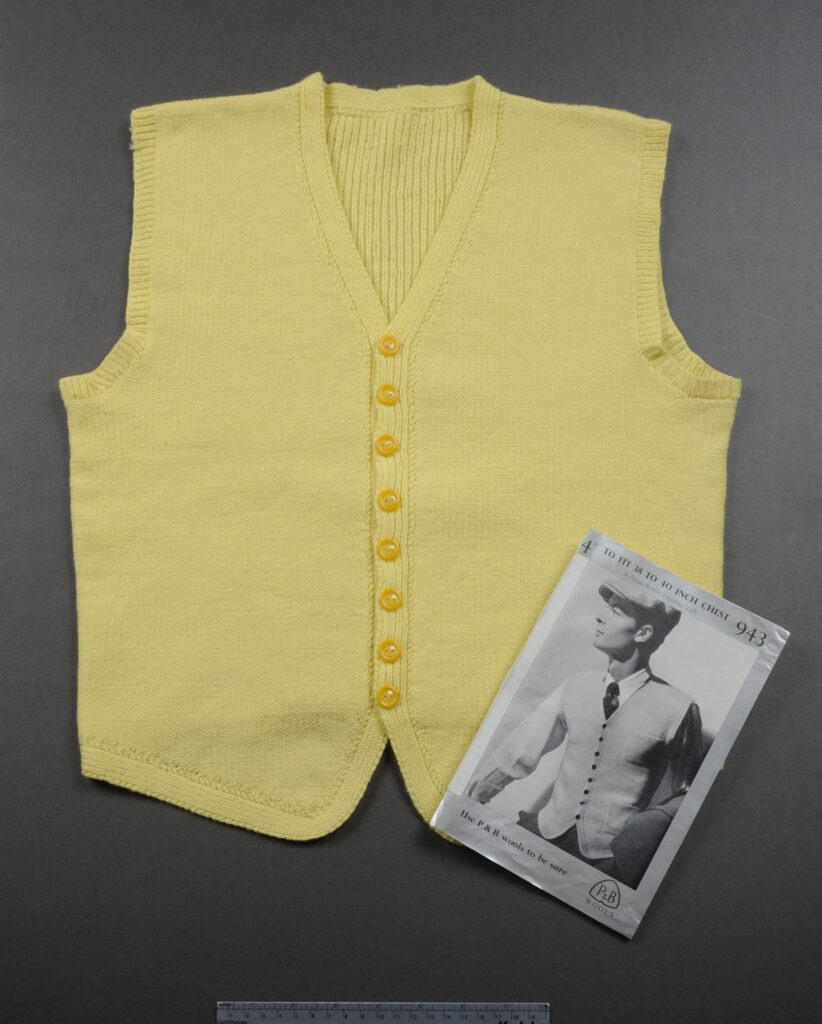 Yellow man's waistcoat with the pattern used to create it