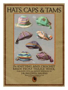 Cover of Beehive booklet 23 "Hats, caps & Tams" with six assorted tams and one hat with dome and brim
