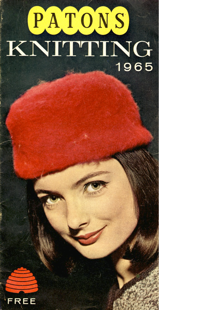 Cover of Patons Knitting - 1965. Lady wearing red hat