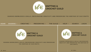 Three views of how the menu is displayed on the K&CG website: full menu and two versions of the three horizontal bars version