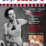 Cover of Slipknot 178 - March 2023 - showing images from patterns celebrating the coronations in 1935 and 1953. Text is Hidden Talents (Show and Tell highlights), Aran Knitting, Elizabeth Williamson (designer interview). Coronation knitting and crochet (be prepared for the big day).