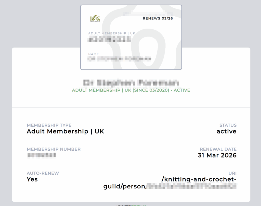 Example membership card
