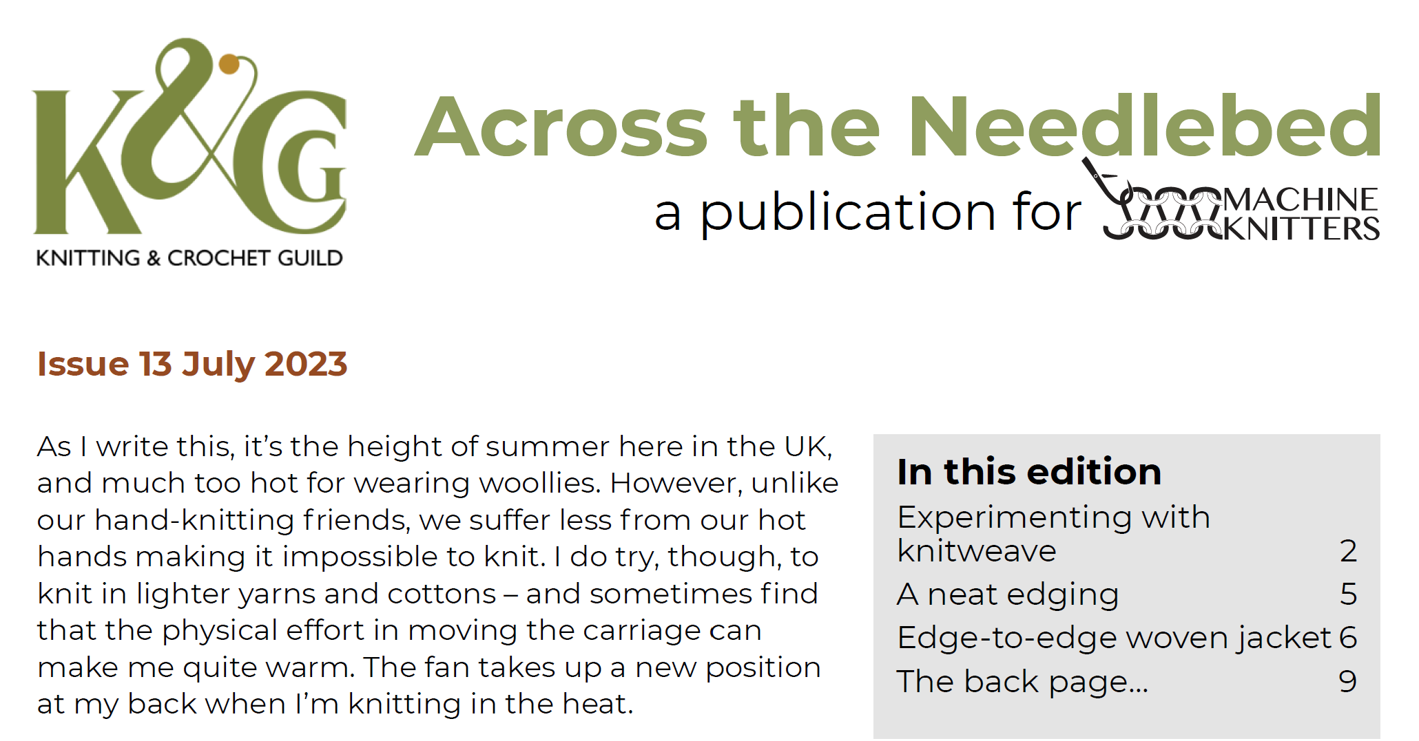 Read more about the article AN013 – Across the Needlebed – July 2023
