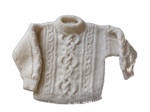 Miniature hand knitted Aran style jumper