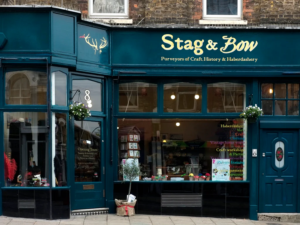 Shop front of Stag & Bow yarn store