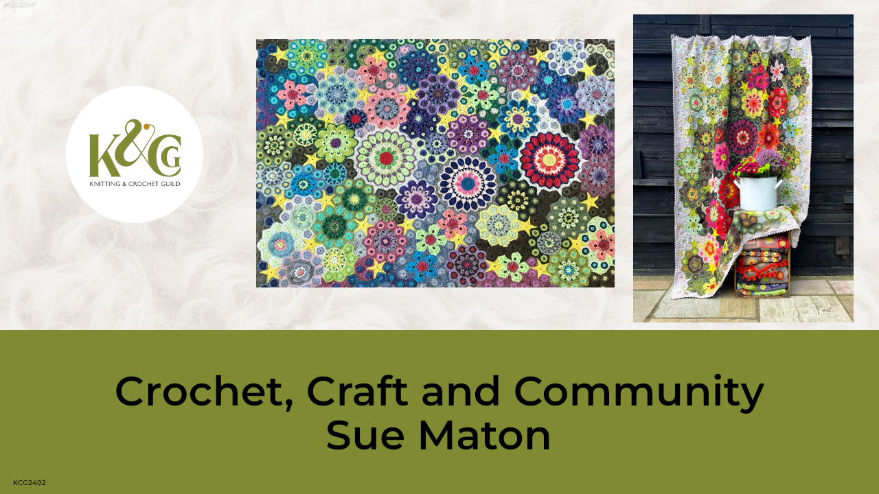 Crochet, Craft and Social Media - Sue Maton. Examples of crochet blankets with flowers and stars.