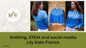 Knitting, STEM and social media. Lily Kate France. Photos of Lily Kate wearing her On the Dot jumper