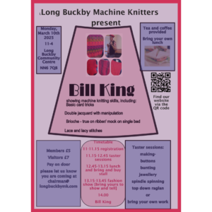 Flyer for Bill King event with Long Buckby Machine Knitters