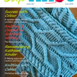 Front page of Slipknot 187 showing a knitted cabled cowl. It lists the featured articles in the issue.