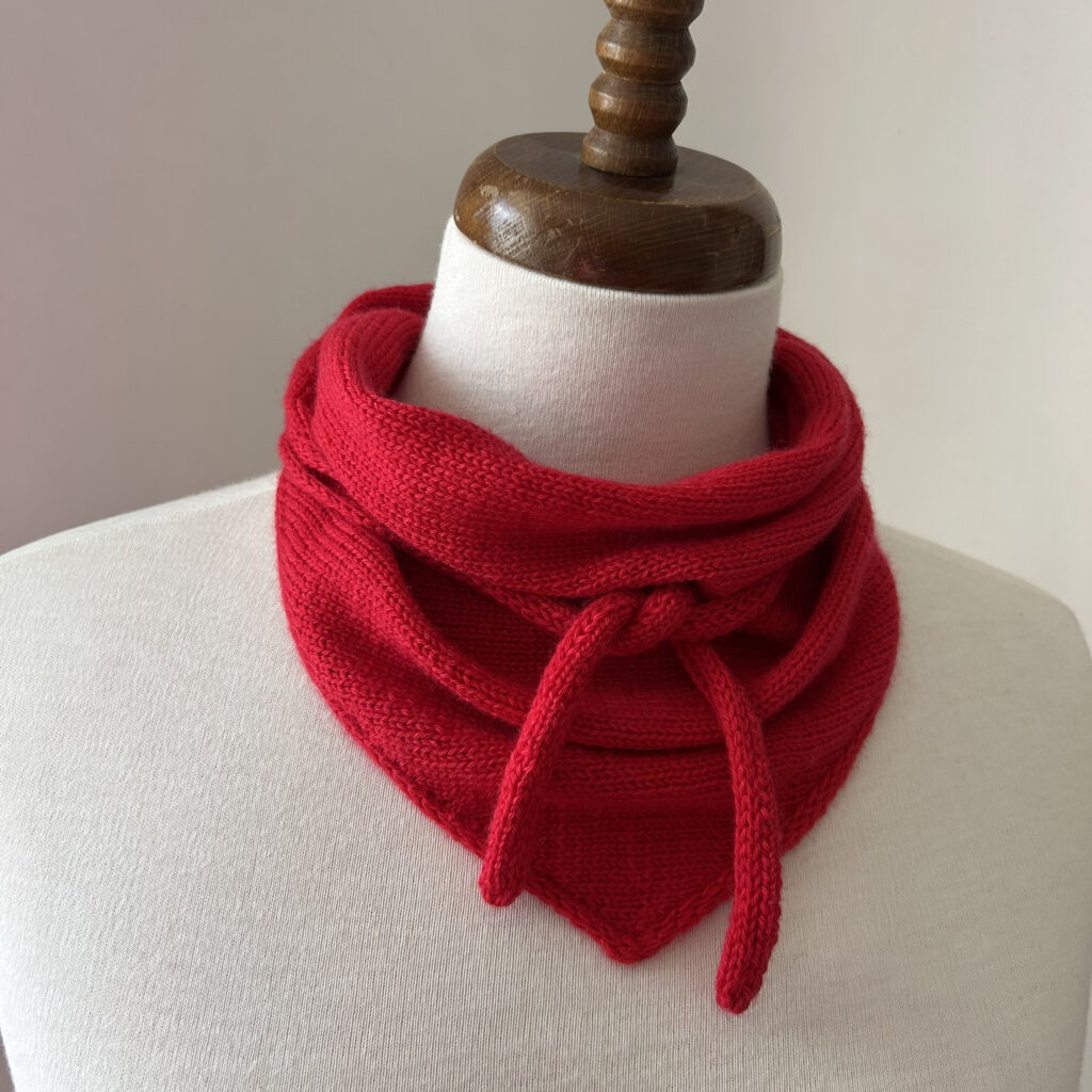 Red machine knit bandana scarf