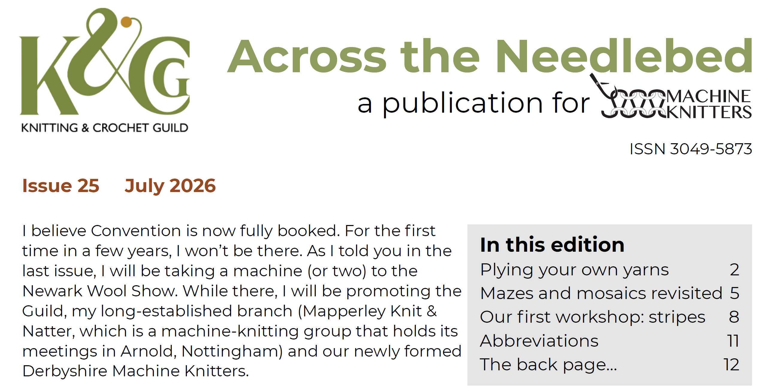 Top banner of Issue 25 of Across the Needlebed (July 2026)