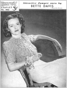 Bestway leaflet 462 cover showing lady wearing knitted cardigan with cabled pattern