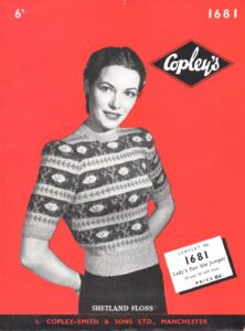 Cover of Copley's pattern 1681 shoing lady wearing a short sleeve Fair Isle jumper