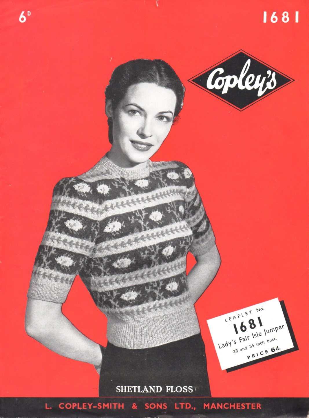 Cover of Copley's pattern 1681 shoing lady wearing a short sleeve Fair Isle jumper
