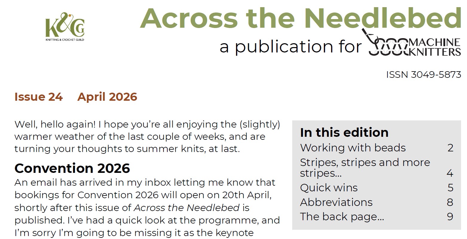 Top banner of Across the Needlebed issue 26 (October 2026)